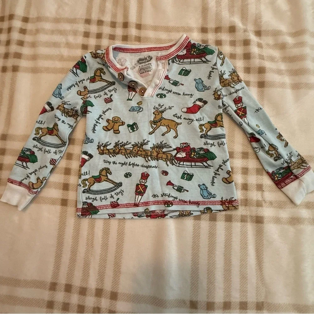 Mud Pie Baby Christmas Pajamas Set Twas The Night Before Christmas Blue 9-12M